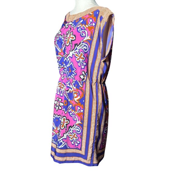 NEW Ann Taylor LOFT Womens Size S Boho Tribal Pink Purple Scarf Print Mini Dress - Picture 3 of 10